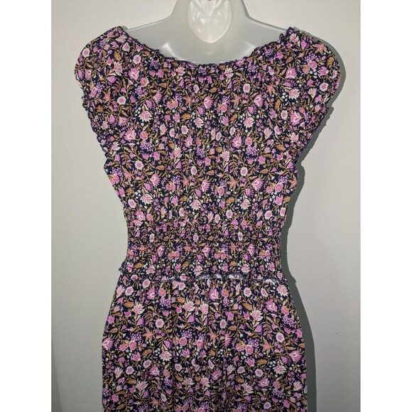 Old Navy Tiered Cap-Sleeve Floral Cottagecore Babydoll Milkmaid Midi Dress SZ XS - Picture 13 of 16